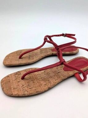 Schultz Elisha Flat Sandal Red Leather Size 7